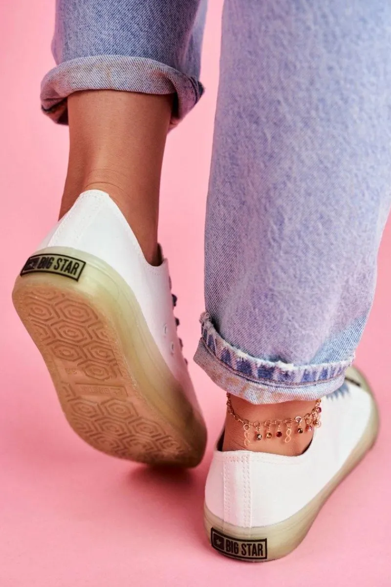 Best Trampki Z Przezroczystą Podeszwą Big Star FF274256 Białe Damskie Trampki Damskie Big Star|Trampki Damskie Niskie