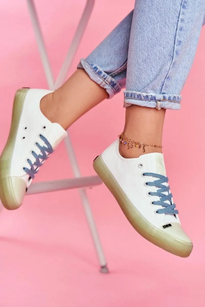 Best Trampki Z Przezroczystą Podeszwą Big Star FF274256 Białe Damskie Trampki Damskie Big Star|Trampki Damskie Niskie