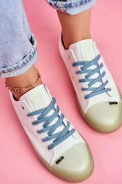 Best Trampki Z Przezroczystą Podeszwą Big Star FF274256 Białe Damskie Trampki Damskie Big Star|Trampki Damskie Niskie