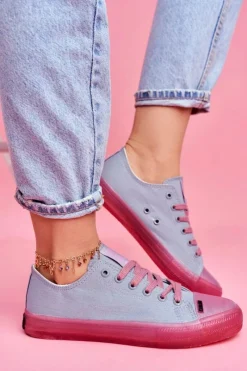 Trampki Damskie Big Star|Trampki Damskie Niskie></noscript>Big Star Shoes Trampki Z Przezroczystą Podeszwą Big Star FF274260 Niebiesko-Różowe