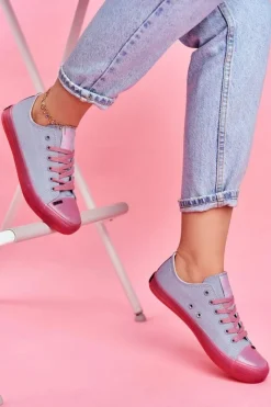 Trampki Damskie Big Star|Trampki Damskie Niskie></noscript>Big Star Shoes Trampki Z Przezroczystą Podeszwą Big Star FF274260 Niebiesko-Różowe