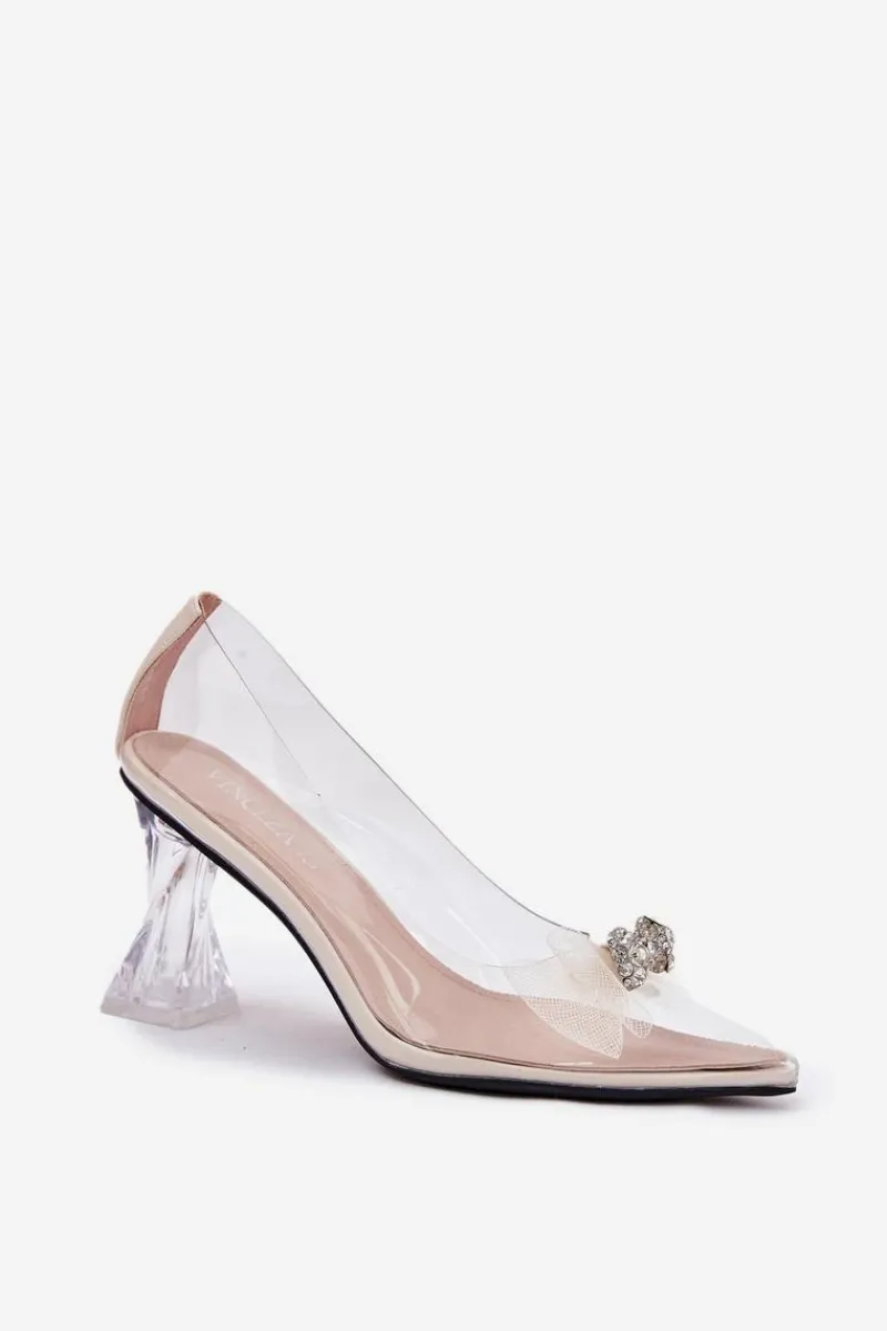 Hot Buty damskie Vinceza Transparentne Czółenka Z Kokardką Vinceza 62213 Beżowe