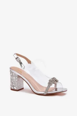 Online Damskie buty S.Barski Transparentne Sandały Na Słupku D&A MR51-705 Srebrne Srebrny