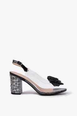 Sandały Na Słupku|Sandały Na Obcasie></noscript>Damskie buty S.Barski Transparentne Sandały Na Słupku Z Kryształkami I Ozdobą D&A MR51-702 Czarne Czarny