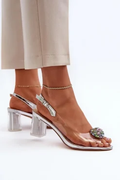 Sandały Na Słupku|Sandały Na Obcasie><noscript><img width=