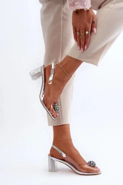 Sandały Na Słupku|Sandały Na Obcasie><noscript><img width=