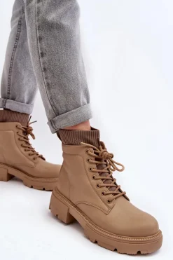 Discount Trapery Botki Damskie Ze Skarpetą Beżowe Rivella Damskie Botki Ocieplane|Damskie Trapery