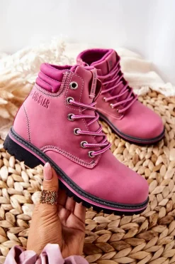 Best Trapery Botki Dziecięce Big Star BB374124BS Różowe Dzieci Dziewczęce