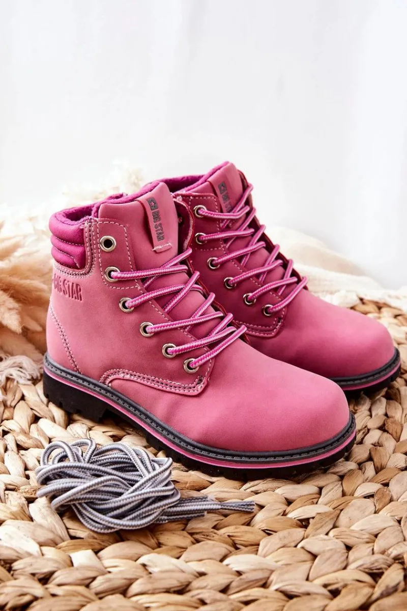 Best Trapery Botki Dziecięce Big Star BB374124BS Różowe Dzieci Dziewczęce