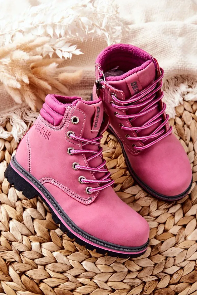 Best Trapery Botki Dziecięce Big Star BB374124BS Różowe Dzieci Dziewczęce