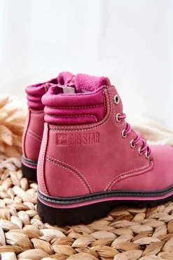 Best Trapery Botki Dziecięce Big Star BB374124BS Różowe Dzieci Dziewczęce