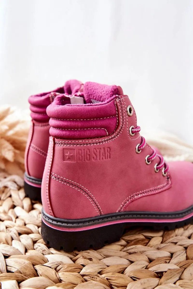 Best Trapery Botki Dziecięce Big Star BB374124BS Różowe Dzieci Dziewczęce