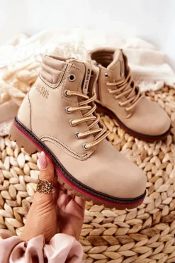 Discount Trapery Botki Dziecięce Big Star BB374126BS Beżowe Dzieci Dziewczęce