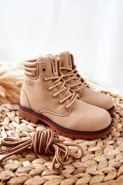 Discount Trapery Botki Dziecięce Big Star BB374126BS Beżowe Dzieci Dziewczęce