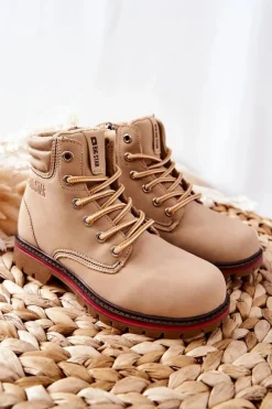 Discount Trapery Botki Dziecięce Big Star BB374126BS Beżowe Dzieci Dziewczęce