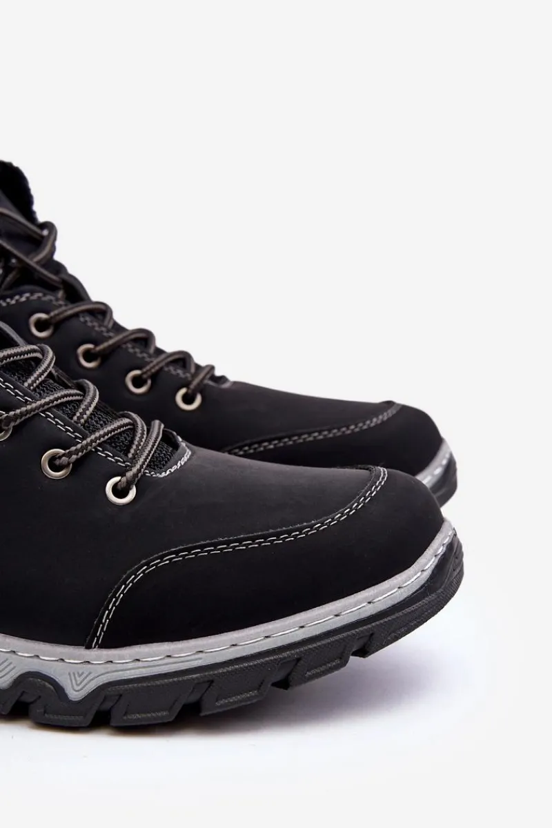 Obuwie Trekkingowe Męskie>Boto Trapery Buty Trekkingowe Męskie Ocieplane Czarne Raisah 19455