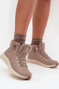 Buty Sportowe Big Star|Śniegowce Damskie>Big Star Shoes Trapery Damskie Z Futerkiem Big Star MM274487 Szare