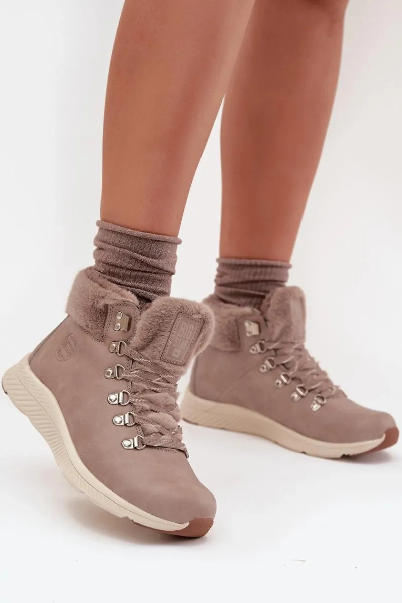 Buty Sportowe Big Star|Śniegowce Damskie>Big Star Shoes Trapery Damskie Z Futerkiem Big Star MM274487 Szare