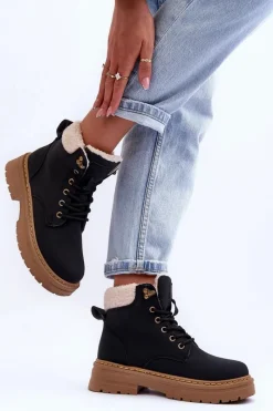 Outlet Boto Trapery Damskie Z Kożuchem Czarne Jette