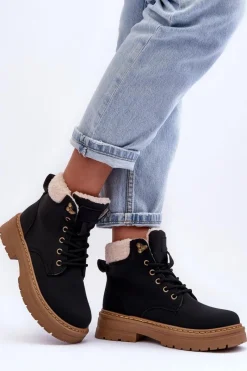 Outlet Boto Trapery Damskie Z Kożuchem Czarne Jette