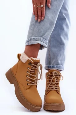 Sale Trapery Damskie Z Kożuchem Brązowe Jette Damskie Botki Ocieplane|Damskie Trapery