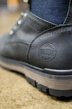 Hot Big Star Shoes Trapery Męskie Skórzane Big Star Czarne EE174267