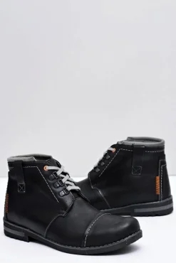 Best Boto Trapery Męskie Skórzane Czarne Genoto