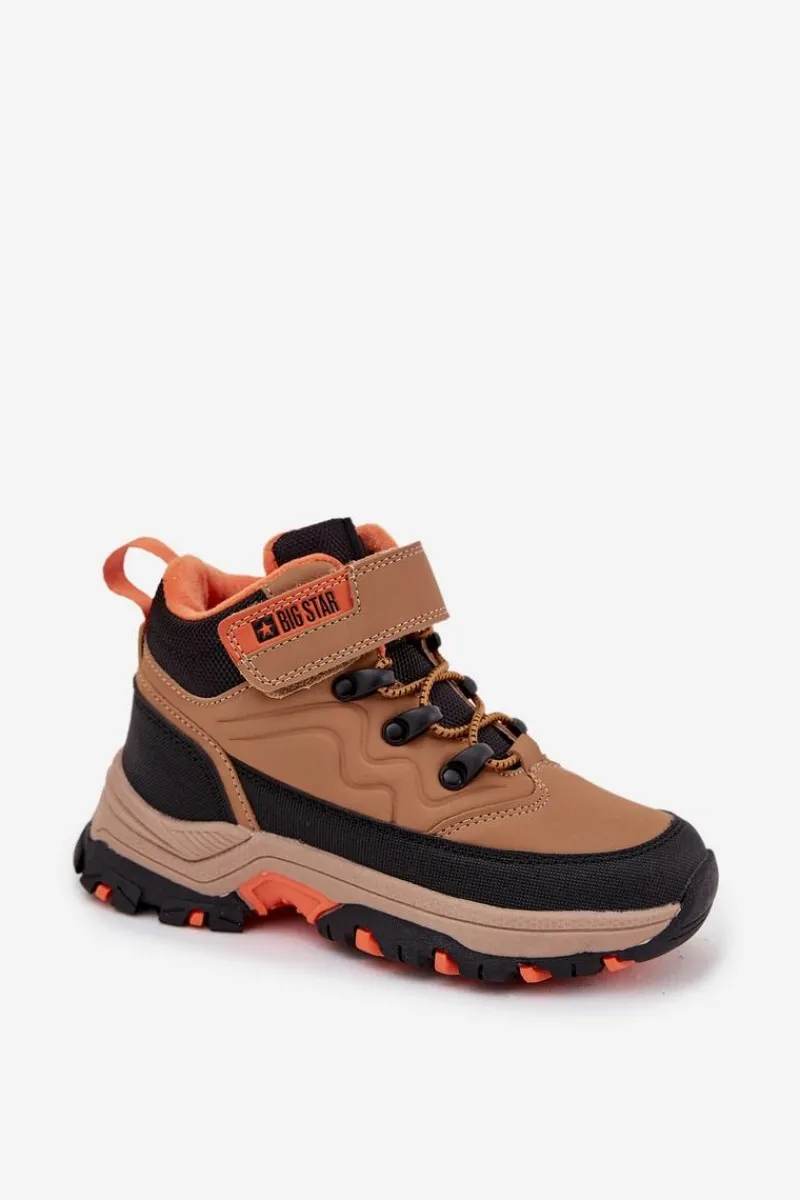 Sale Big Star Shoes Trapery Śniegowce Dziecięce Na Rzep Big Star SS374012 Brązowe Brązowy