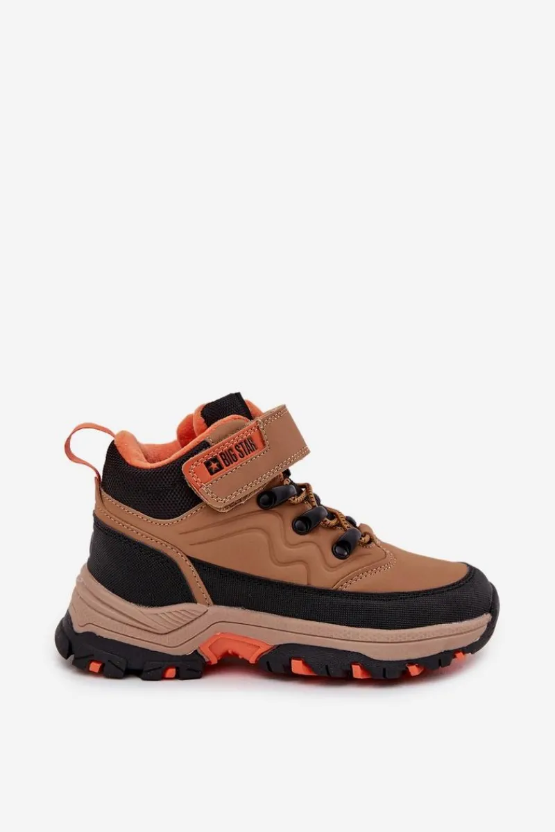 Sale Big Star Shoes Trapery Śniegowce Dziecięce Na Rzep Big Star SS374012 Brązowe Brązowy