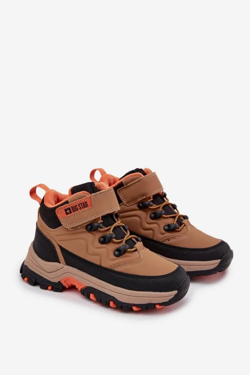 Sale Big Star Shoes Trapery Śniegowce Dziecięce Na Rzep Big Star SS374012 Brązowe Brązowy