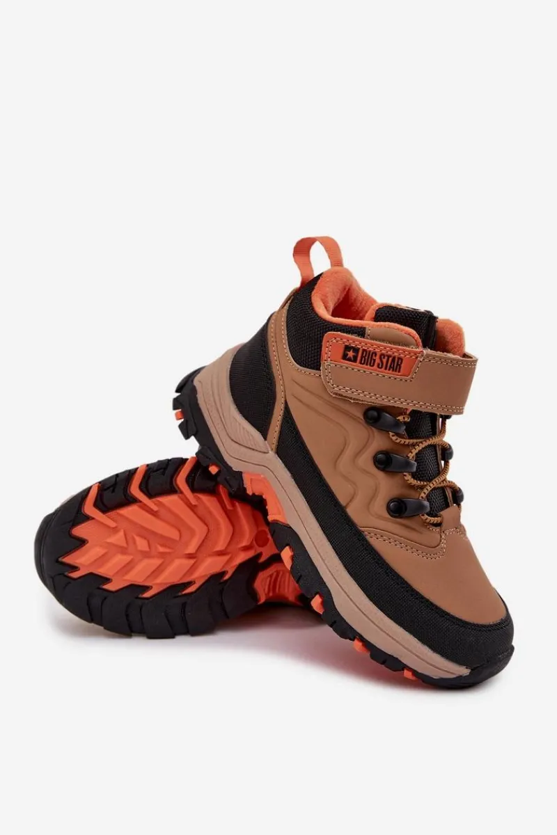 Sale Big Star Shoes Trapery Śniegowce Dziecięce Na Rzep Big Star SS374012 Brązowe Brązowy