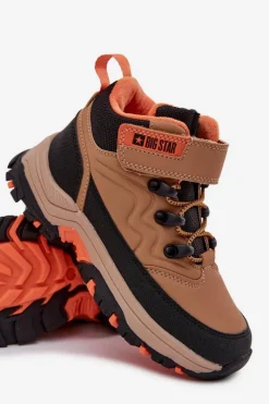 Sale Big Star Shoes Trapery Śniegowce Dziecięce Na Rzep Big Star SS374012 Brązowe Brązowy