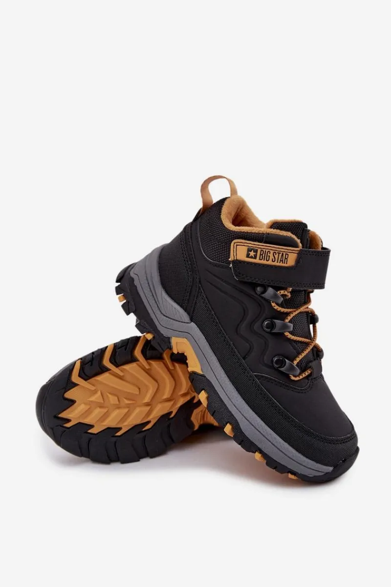 Sale Trapery Śniegowce Dziecięce Na Rzep Big Star SS374013 Czarne Dzieci Chłopięce|Chłopięce