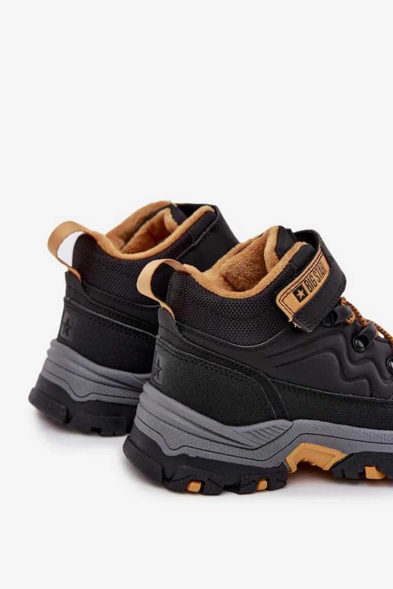 Sale Trapery Śniegowce Dziecięce Na Rzep Big Star SS374013 Czarne Dzieci Chłopięce|Chłopięce