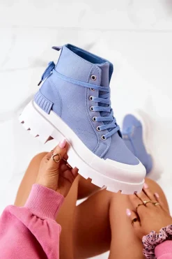 Damskie Trapery|Botki Sznurowane>Boto Trapery Wiązane Niebieskie Faithfull