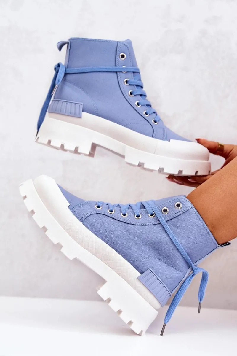 Damskie Trapery|Botki Sznurowane>Boto Trapery Wiązane Niebieskie Faithfull