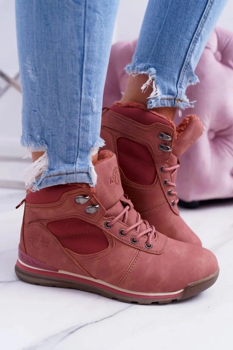 Trekkingowe Damskie>Boto Trekkingowe Damskie Różowe Ocieplane Buty z Kożuszkiem Sheep