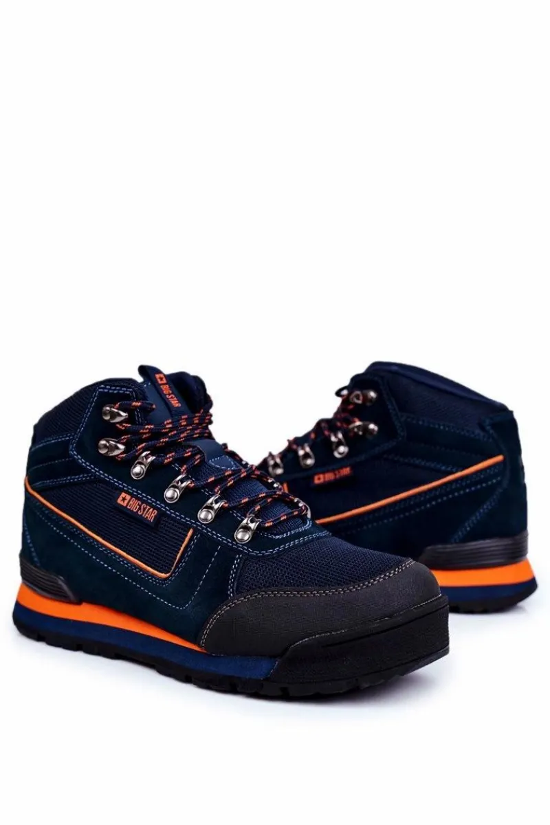 Hot Trekkingowe Męskie Buty Big Star Outdoor Granatowe GG174199 Męskie Obuwie Trekkingowe Męskie