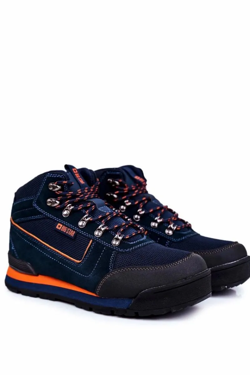 Hot Trekkingowe Męskie Buty Big Star Outdoor Granatowe GG174199 Męskie Obuwie Trekkingowe Męskie