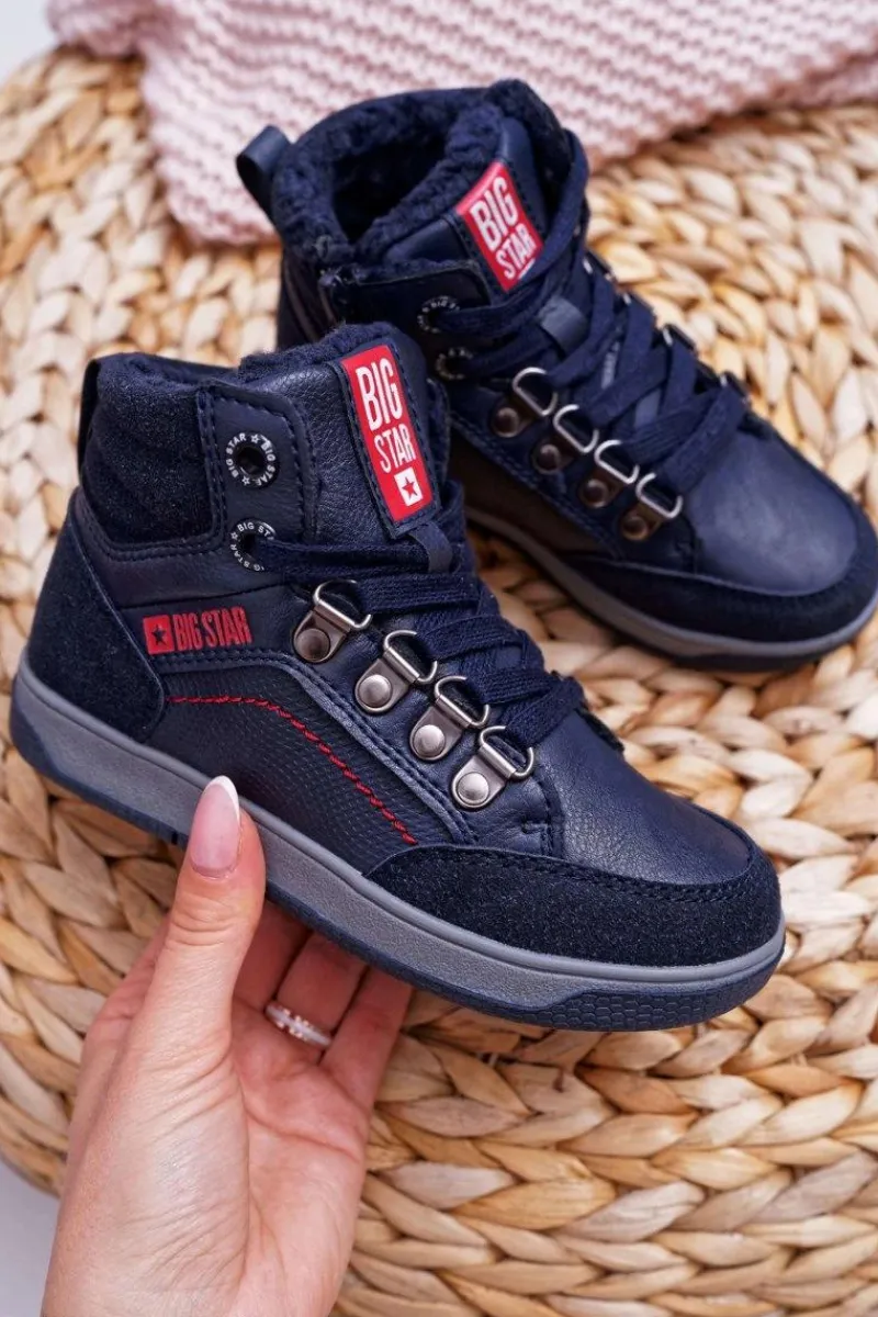 Discount Big Star Shoes Trzewiki Dziecięce Chłopięce Big Star Kożuch Granatowe EE374088