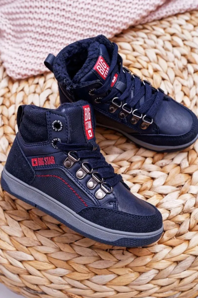 Discount Big Star Shoes Trzewiki Dziecięce Chłopięce Big Star Kożuch Granatowe EE374088