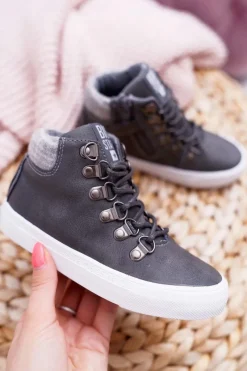 Outlet Big Star Shoes Trzewiki Dziecięce Chłopięce Big Star Szare EE374040