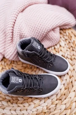 Outlet Big Star Shoes Trzewiki Dziecięce Chłopięce Big Star Szare EE374040