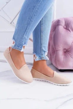 New Boto Vices | Beżowe Zamszowe Baleriny Imany