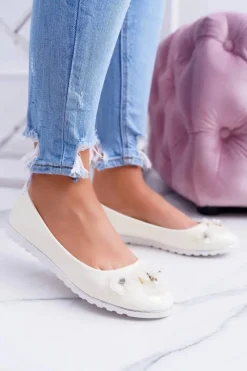 Baleriny Klasyczne>Boto Vices | Lakierowane Pastelowe Damskie Balerinki Z Kwiatkiem Neli