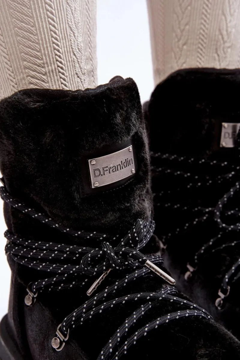 Śniegowce Damskie>D.Franklin Wegańskie Śniegowce Na Platformie Wodoodporne DFSH371008 Czarne