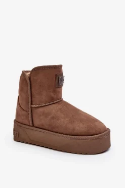 Śniegowce Damskie>D.Franklin Wegańskie Śniegowce Na Platformie DFSH371004 Ciemnobeżowe Beżowy