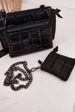 Discount Wielofunkcyjna Pikowana Torebka Listonoszka NBAG-K1300 Czarna Torebki Nobo|Listonoszki