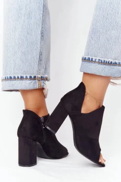 Online Wiosenne Zamszowe Botki Na Słupku Vinceza 21-17095 Czarne Damskie Botki Wiosenne|Botki Na Słupku