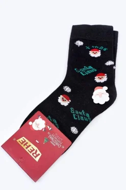 Boto Świąteczne Bawełniane Skarpetki SANTA CLAUS Czarne